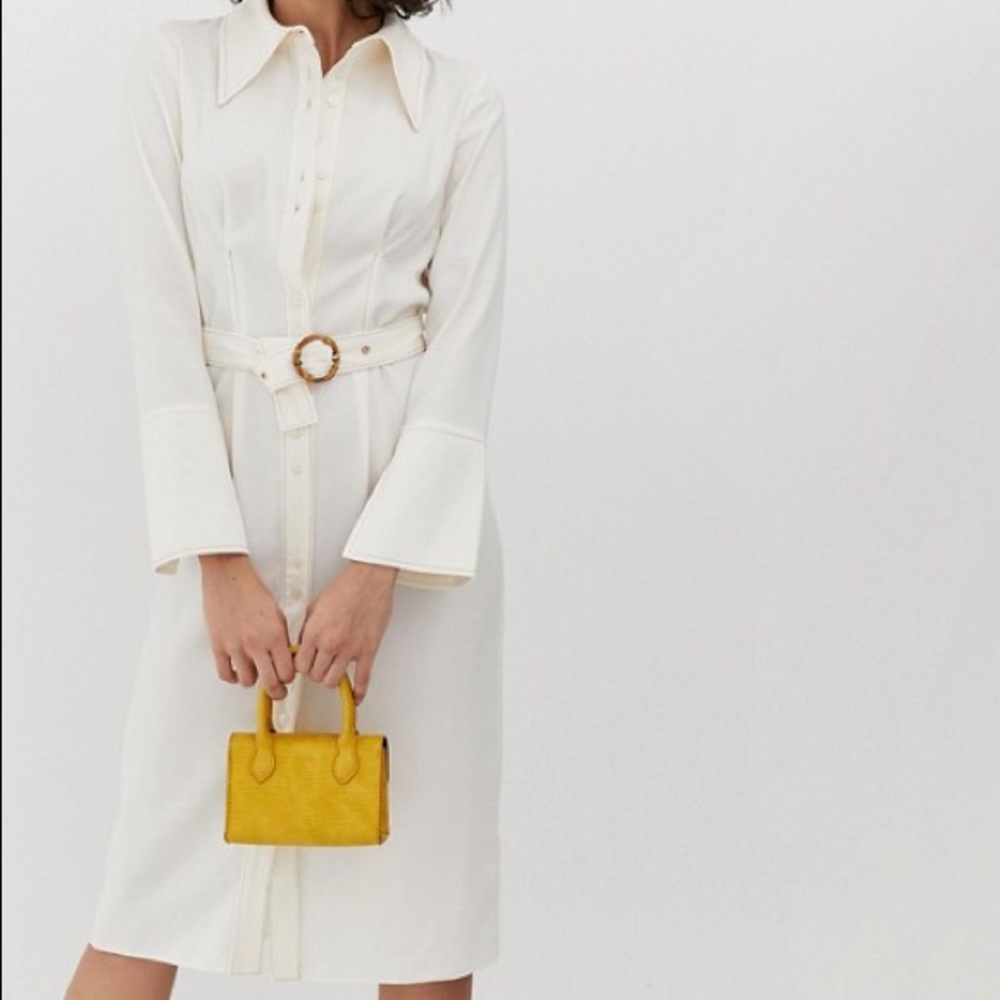 ASOS 70s Shirt Midi Dress With Extreme Collar - Picture 4 of 7
